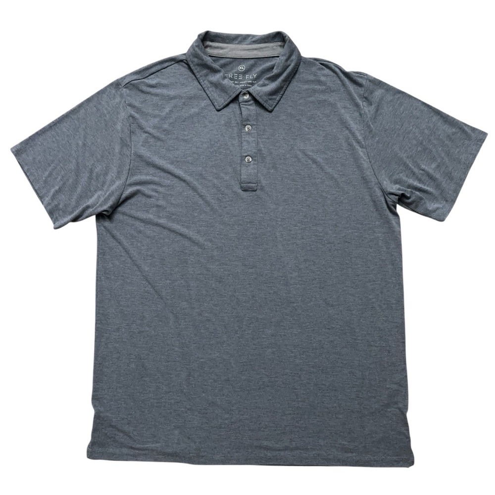 Free Fly Polo Shirt Mens XL Short Sleeve Performance Stretch Bamboo Viscose Gray